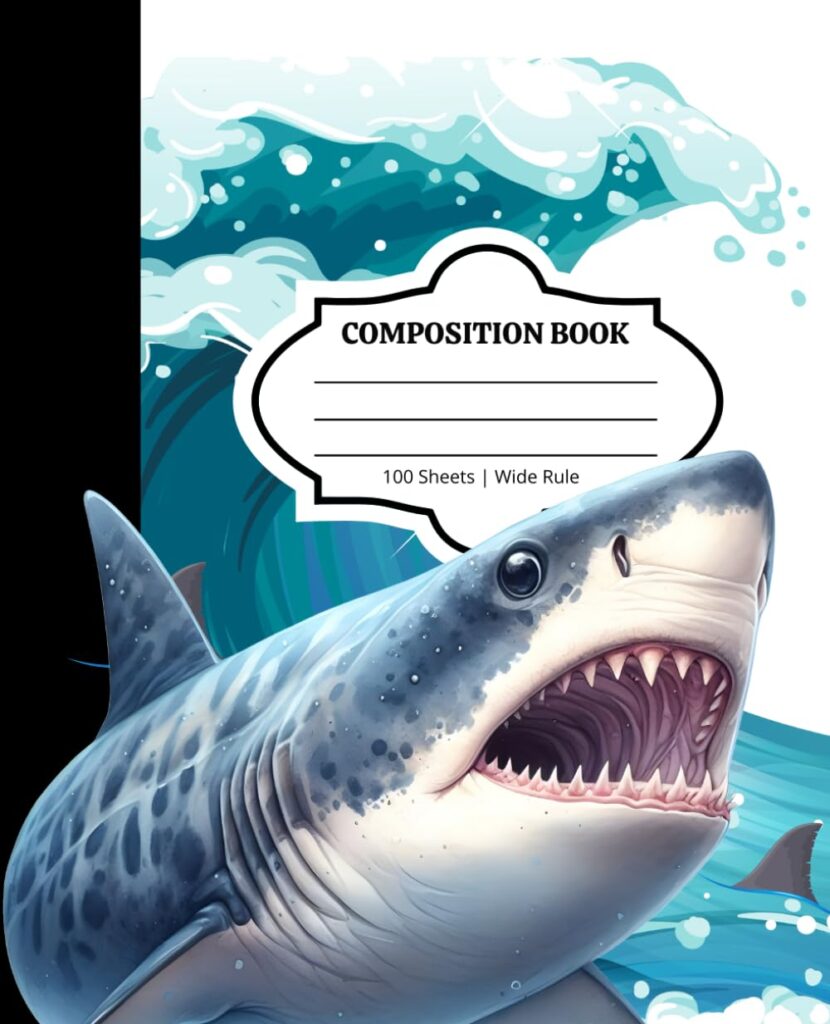 Shark Composition Book https://amzn.to/4fGG6F3